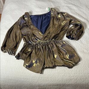 Zurhem Metallic Gold Women's Top  size S